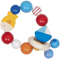 Goki anneau de dentition - jouet en bois bateau poisson pour bébés