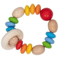 Goki bijtring - houten baby speelgoed linzen multicolor