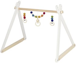 Goki baby gym jouet en bois arc-en-ciel - centre d'activités sensoriel