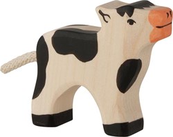 Holztiger veau en bois noir - figurine de jeu durable faite main
