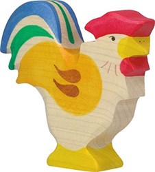 Holztiger coq en bois figurine de jeu colorée jouet durable