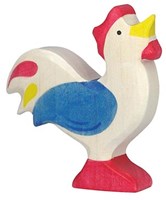 Holztiger houten haan blauw - boerderij speelfiguur FSC hout