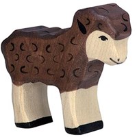 Holztiger agneau en bois noir - figurine de jeu pour enfants