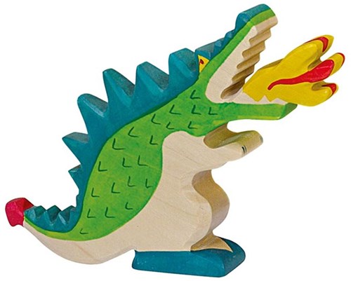 Holztiger houten draak groen - speelfiguur open ended speelgoed