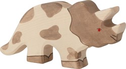 Holztiger houten dinosaurus Triceratops speelfiguur groot