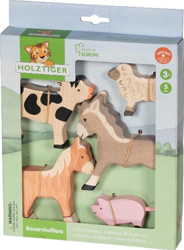 Holztiger animaux de la ferme jouet en bois set fait main-2