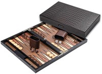 Philos Backgammon coffret de jeu en bois aspect croco édition moyenne