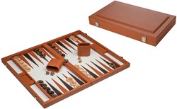 Philos jeu de backgammon marron grand similicuir jeu de société classique