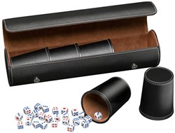 Coupe à dés Philos en simili cuir noir (lot de 5 pièces)