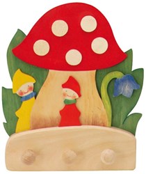 Ostheimer kapstok paddenstoel met dwergen houten kinderkamer decoratie