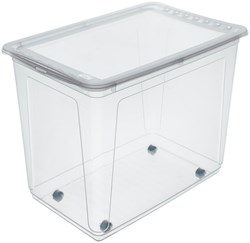 Keeeper opbergbox met wielen 63 liter - transparant - stevige speelgoedbox