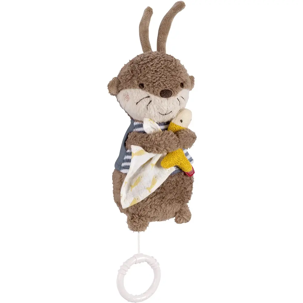 Fehn muziekdoos knuffel otter voor baby's en peuters slaapliedje