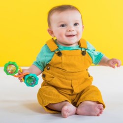 Bright Starts rammelaar speelgoed barbell - klassiek groen baby rammelaar