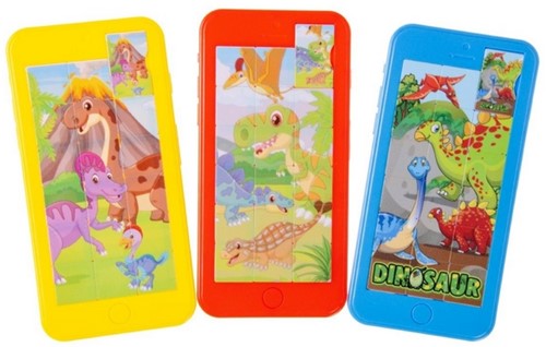 24 Schuifpuzzel dinosaurus 3 ass. 7128