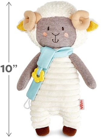 Haba doudou attache-tétine bélier - peluche douce avec porte-tétine bébé-3