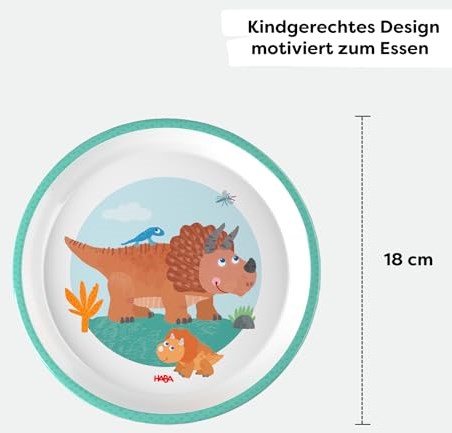 Haba vaisselle enfant assiette dino - mélamine - thème dinosaure - passe au lave-vaisselle-3