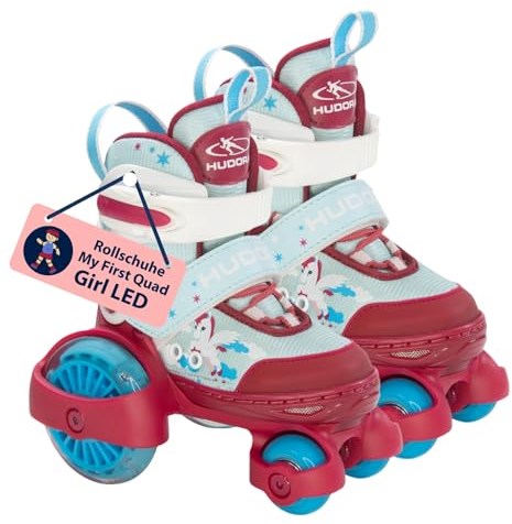Hudora rolschaatsen LED eenhoorn verstelbaar maat 26-29 kinderskates