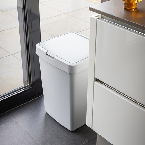 Sunware poubelle Delta 50L blanc - grande poubelle avec couvercle à clapet