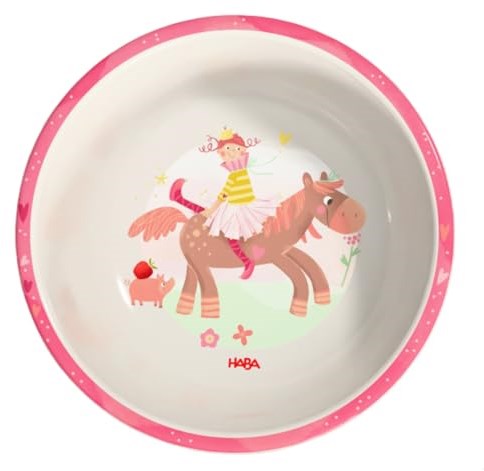 Haba kinderservies kom prinses en paard - melamine - roze - vaatwasserbestendig-2