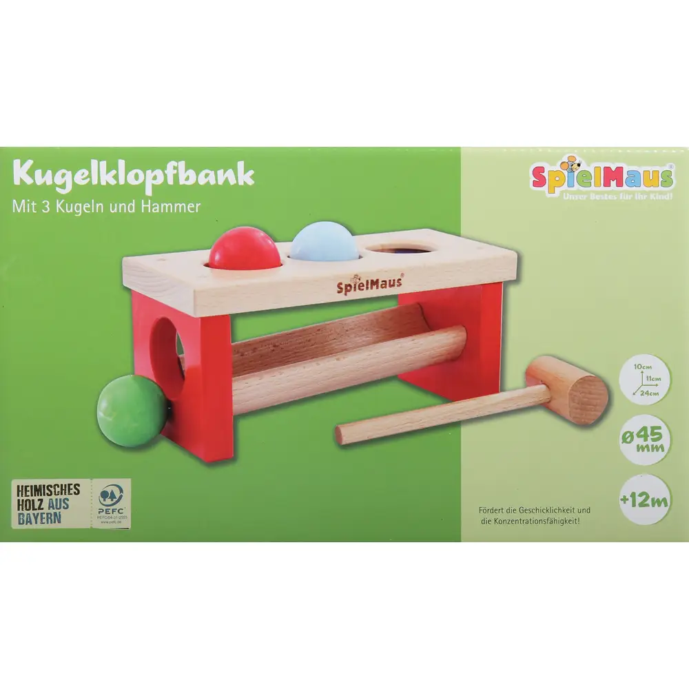 Vedes houten klopbank educatief speelgoed 24x11x10cm kleurrijk