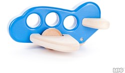 Bajo houten vliegtuig blauw - duurzaam speelgoed vliegtuig