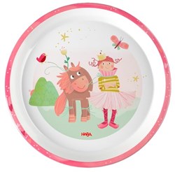 Haba kinderservies bord prinses en paard - melamine - roze - 18 cm