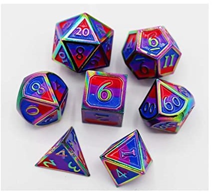 Foam Brain Games metalen dobbelstenen Bisexual Pride Flag RPG set 7-delig
