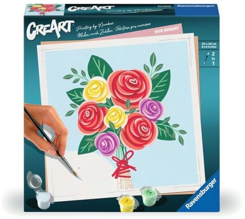 Ravensburger schilderen op nummer bloemen CreArt rozen boeket set
