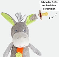 Haba peluche attache-tétine âne Elwood - doudou bébé doux-2