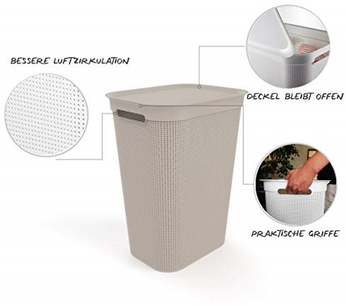 Rotho wasmand Brisen 50 liter antraciet met deksel kunststof-3