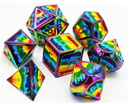 Foam Brain Games dés métalliques drapeau arc-en-ciel - set RPG multicolore