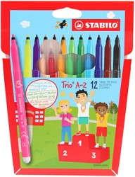 STABILO Trio A-Z - viltstift - met ergonomische driekantige gripzone - etui met 12 kleuren