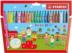 STABILO Trio A-Z - viltstift - met ergonomische driekantige gripzone - etui met 24 kleuren