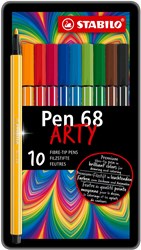 STABILO Pen 68 - Viltstift - Metalen Doos Met 10 Stuks