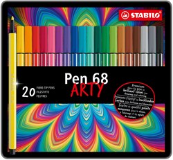 STABILO Pen 68 - Viltstift - Metalen Doos Met 20 Stuks