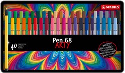 STABILO Pen 68 - Viltstift - Metalen Doos met 40 Stuks