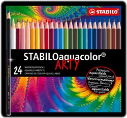 Stabilo aquacolor premium aquarel kleurpotlood metalen etui 24 kleuren
