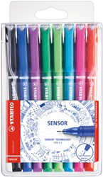 STABILO Fineliner 0.3 mm set - 8 kleuren - SENSOR schrijfcomfort