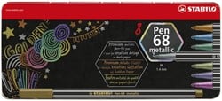 STABILO Pen 68 metallic - premium viltstift metalen etui met 8 kleuren