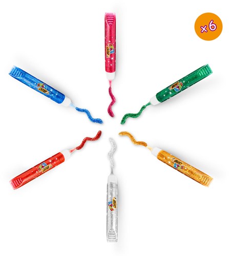 BIC Kids colle pailletée métallique set - 6 couleurs pour bricoler-3