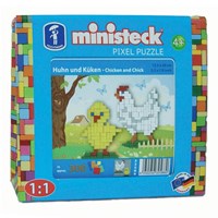 Ministeck mozaïek kip en kuiken - 300 stukjes creatieve set travelbox