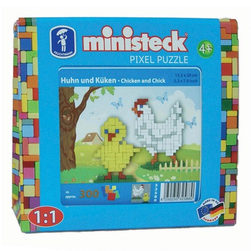Ministeck mosaïque poule et poussin - 300 pièces set créatif travelbox