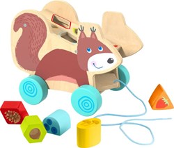 Haba trekfiguur eekhoorn houten speelgoed met blokken