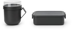 Brabantia lunchset lunchbox en soepbeker Dark Grey kunststof 2-delig