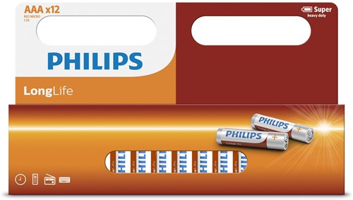 AAA batterijen Zinc Philips Longlife voordeelverpakking 12 stuks-2