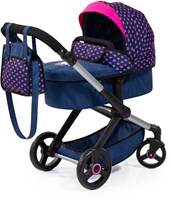 Bayer Chic 2000 poppenwagen XEO blauw - verstelbare duwstang en tas