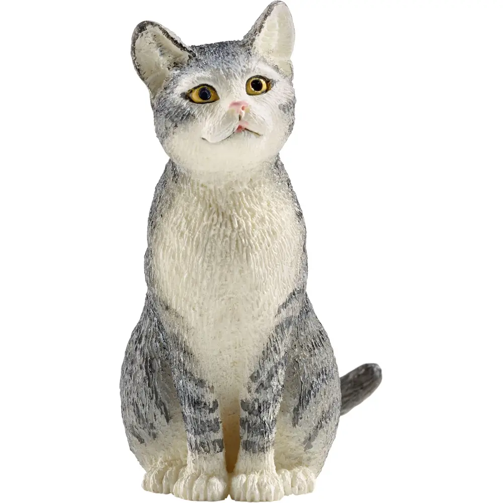 Schleich Boerderij - Kat zittend 13771 Speelfiguur Grijs
