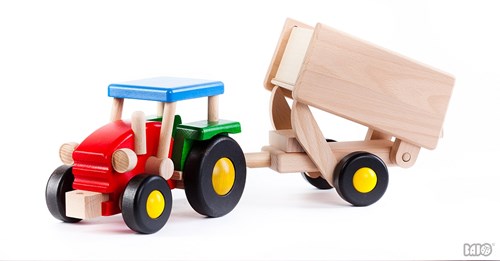 Bajo houten tractor speelgoed - tractor met afneembare wagen-2