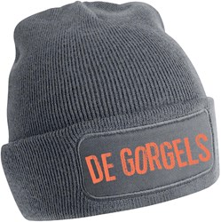Grijze muts De Gorgels met tekst voor kinderen - warme wintermuts