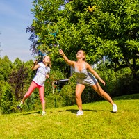 Schildkröt badminton set familie met verstelbaar net en rackets-3